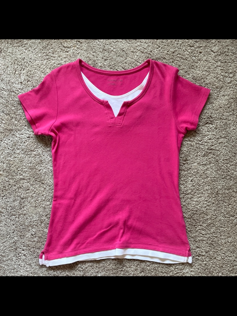 Pink Layered-Look Short Sleeve Top